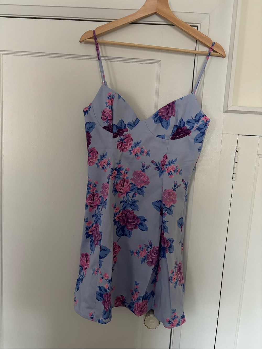 Zara Lilac Slip Mini Dress with Pink and Blue Floral Print